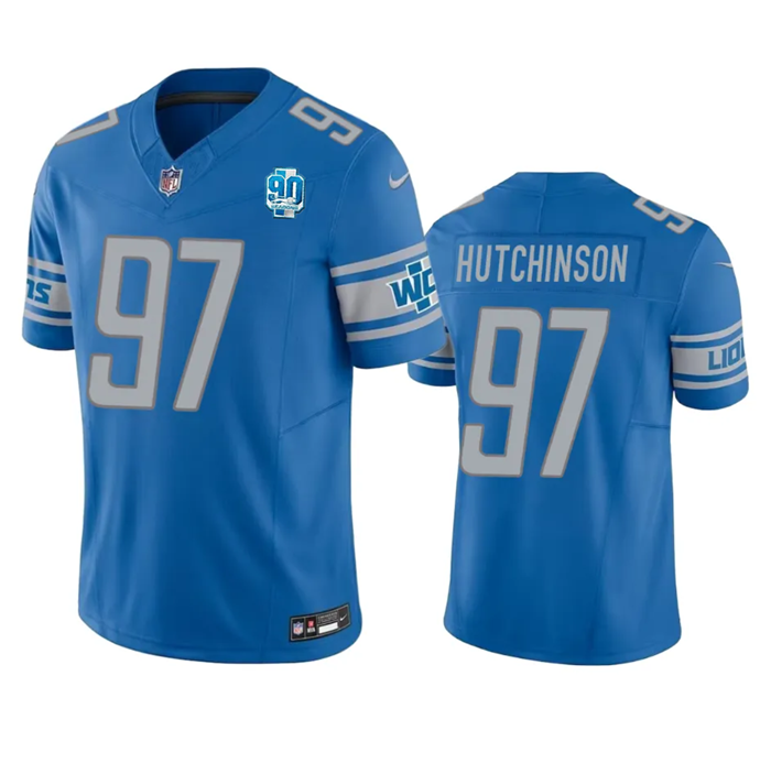 Detroit Lions #97 Aidan Hutchinson Blue 2023 F.U.S.E. 90th Anniversary Vapor Untouchable Limited Stitched Jersey